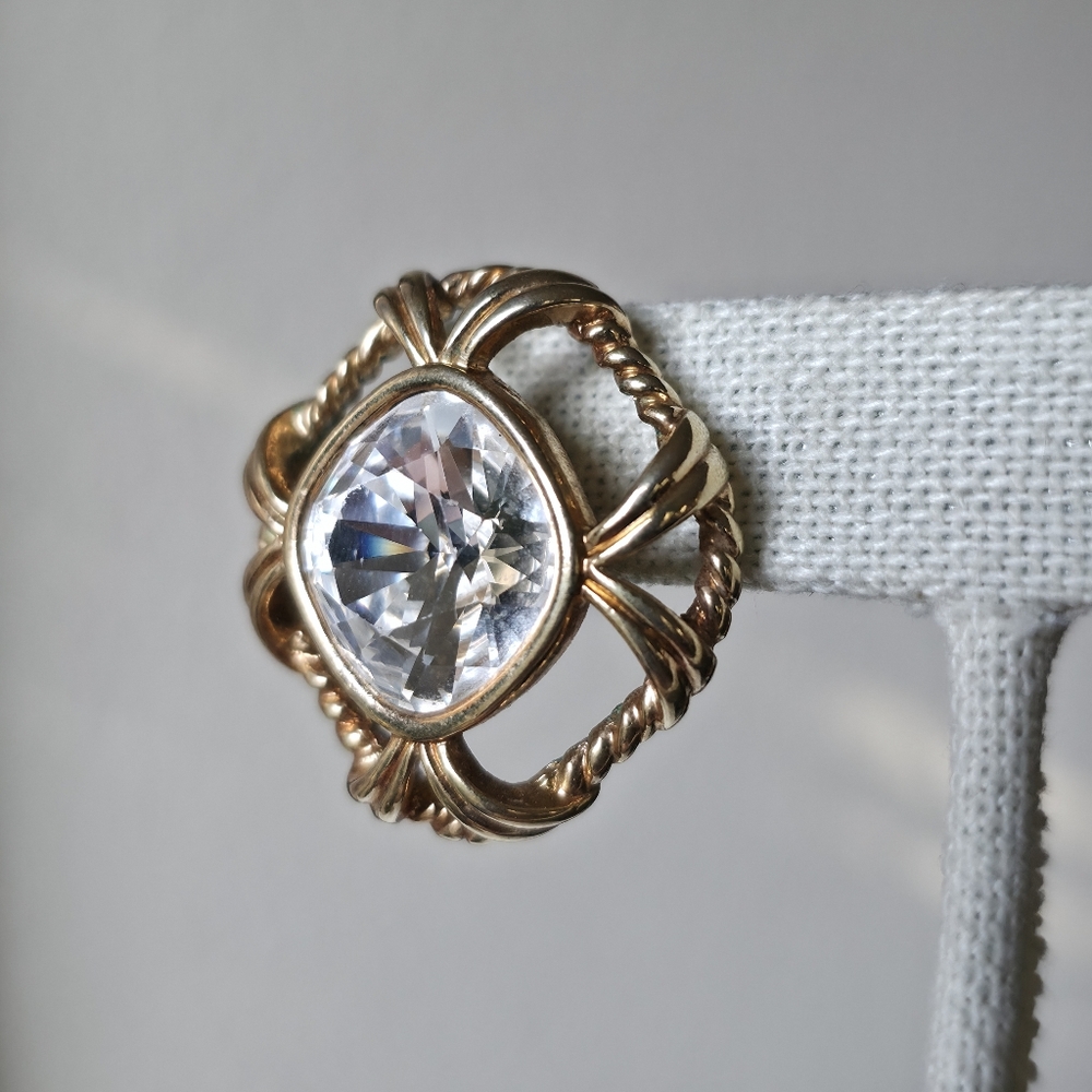 Swarovski Gold Tone Rope Crystal Center Post Back 1980s Earrings - Picture 6 of 11